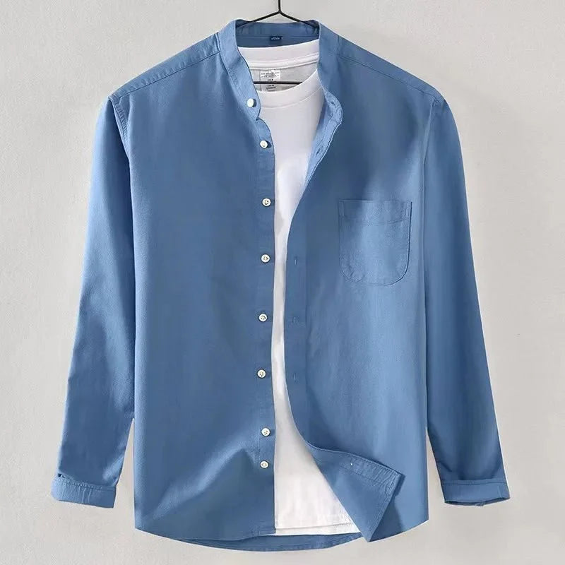 Chemise Oxford en coton à col officier