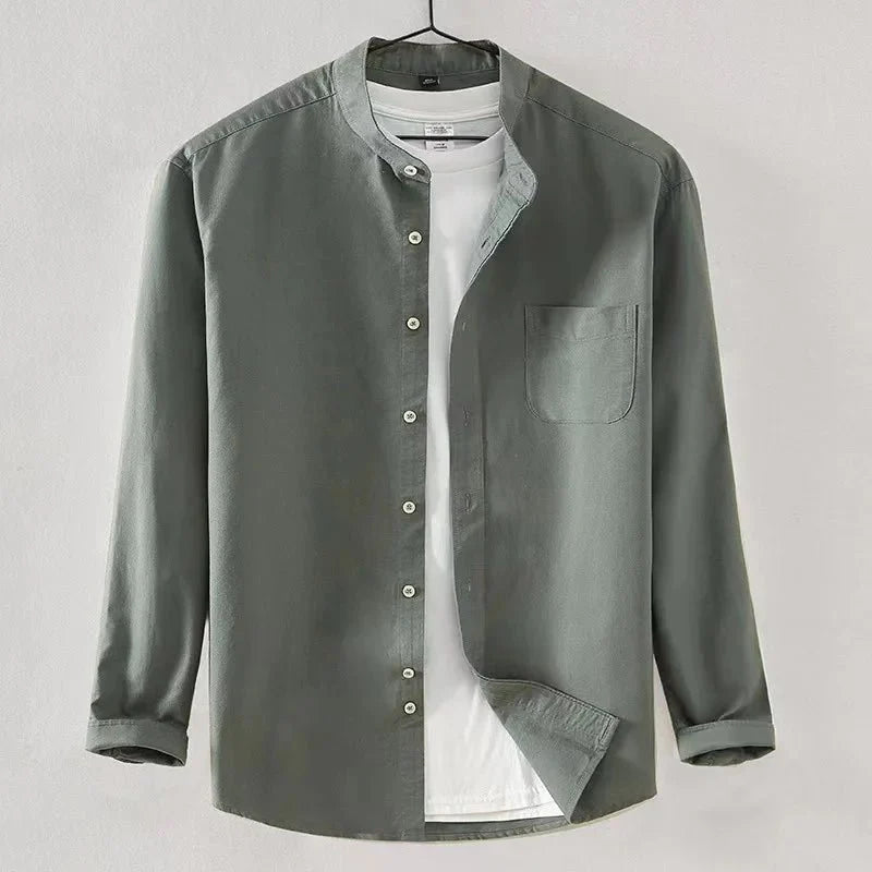 Chemise Oxford en coton à col officier