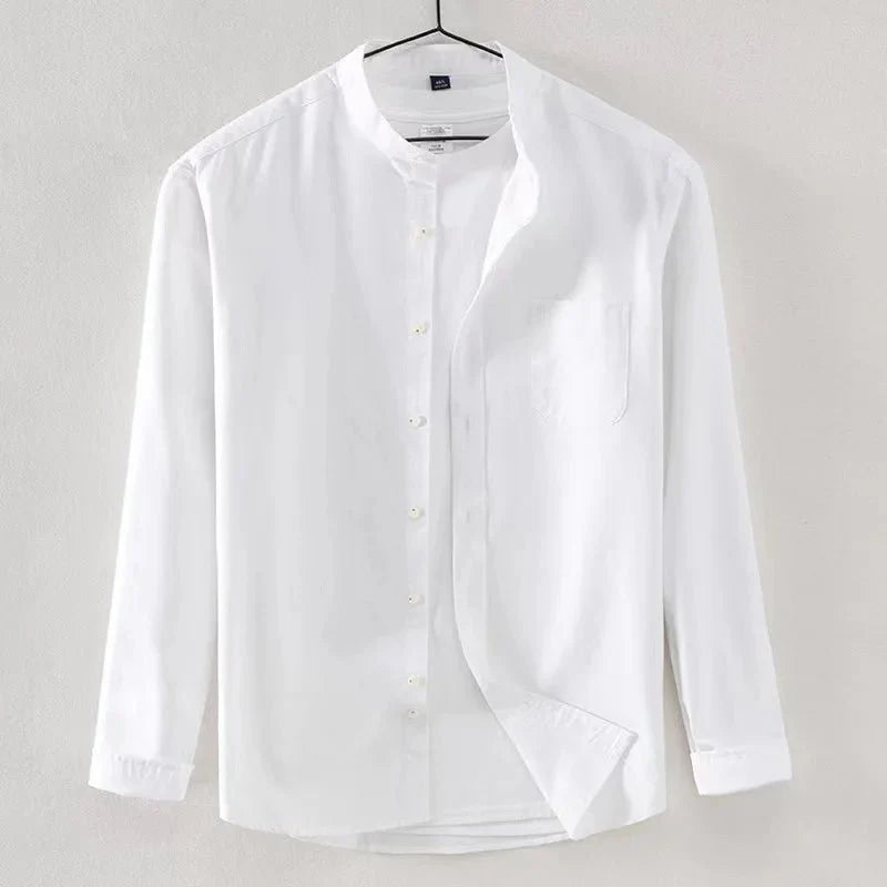 Chemise Oxford en coton à col officier