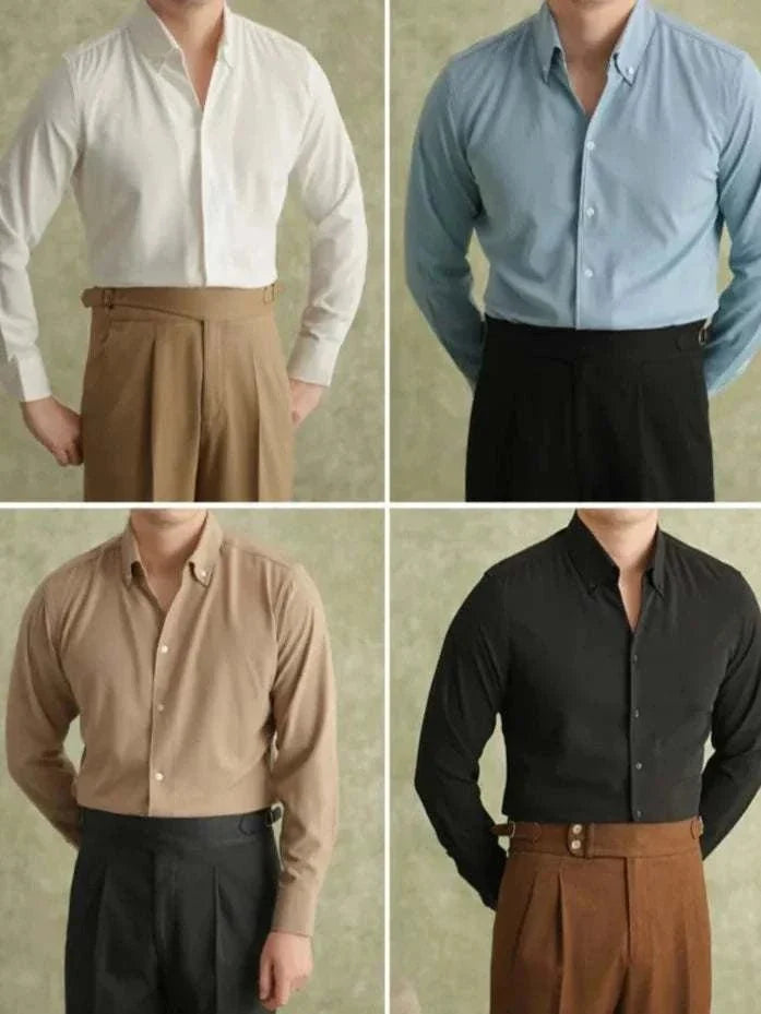 Chemise à col pointu et manches longues