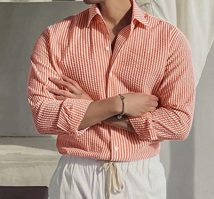 Chemise streetwear d’été rayée à manches longues