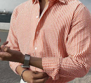 Chemise streetwear d’été rayée à manches longues