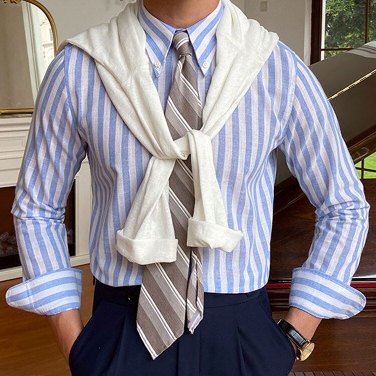 Chemise formelle d’été à rayures