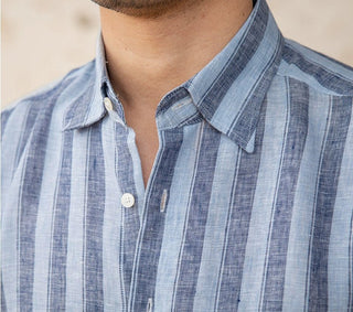Chemise légère en lin rayé pour homme