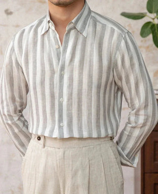 Chemise légère en lin rayé pour homme