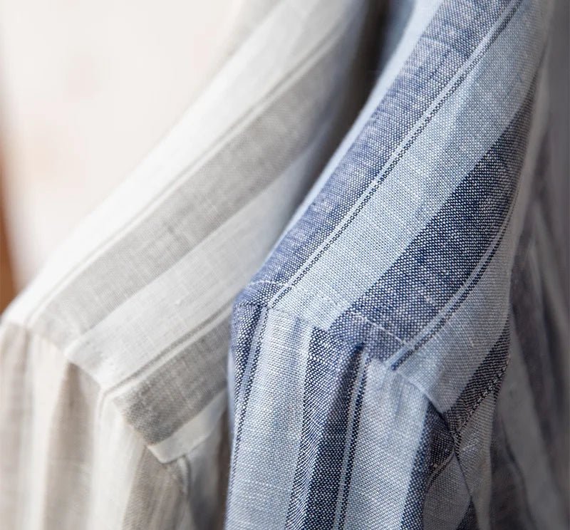 Chemise légère en lin rayé pour homme
