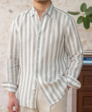 Chemise légère en lin rayé pour homme