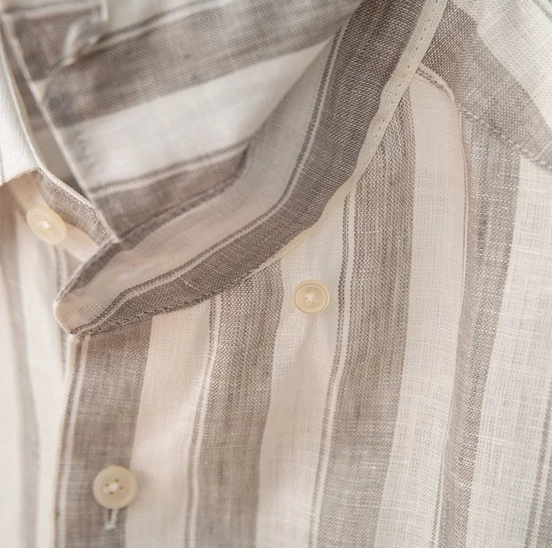 Chemise légère en lin rayé pour homme