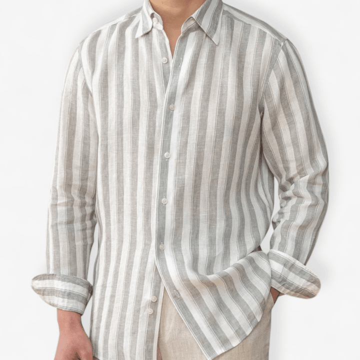 Chemise légère en lin rayé pour homme