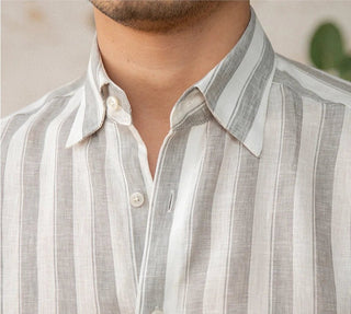 Chemise légère en lin rayé pour homme