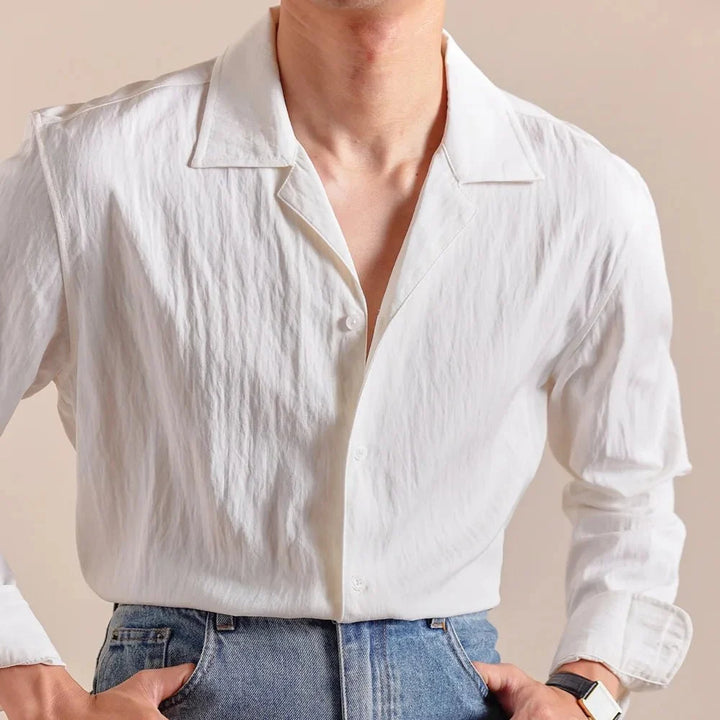 Chemise texturée à col cubain