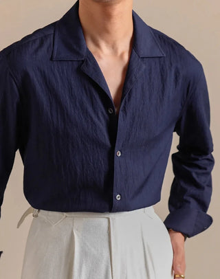 Chemise texturée à col cubain