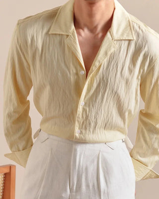 Chemise texturée à col cubain