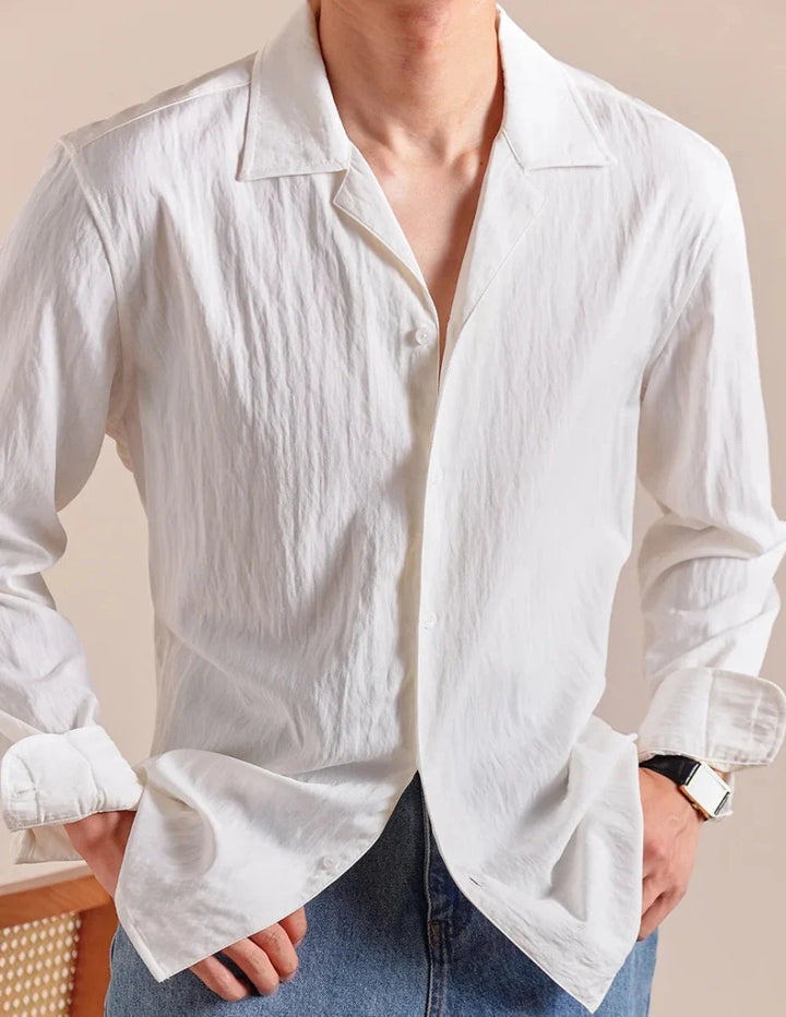 Chemise texturée à col cubain