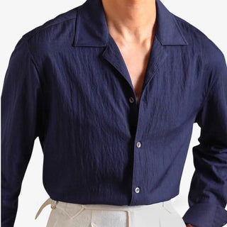 Chemise texturée à col cubain