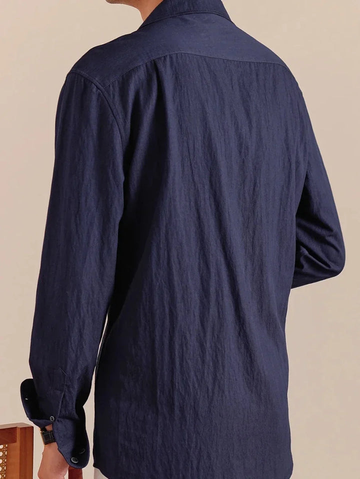 Chemise texturée à col cubain