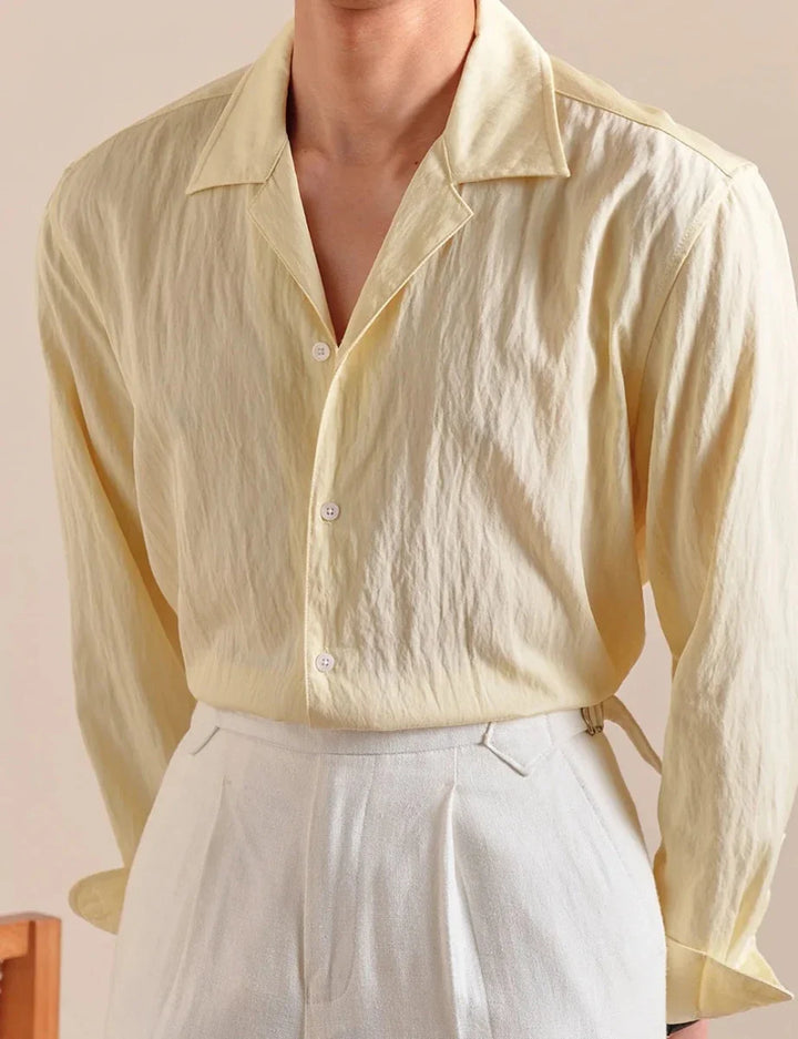 Chemise texturée à col cubain