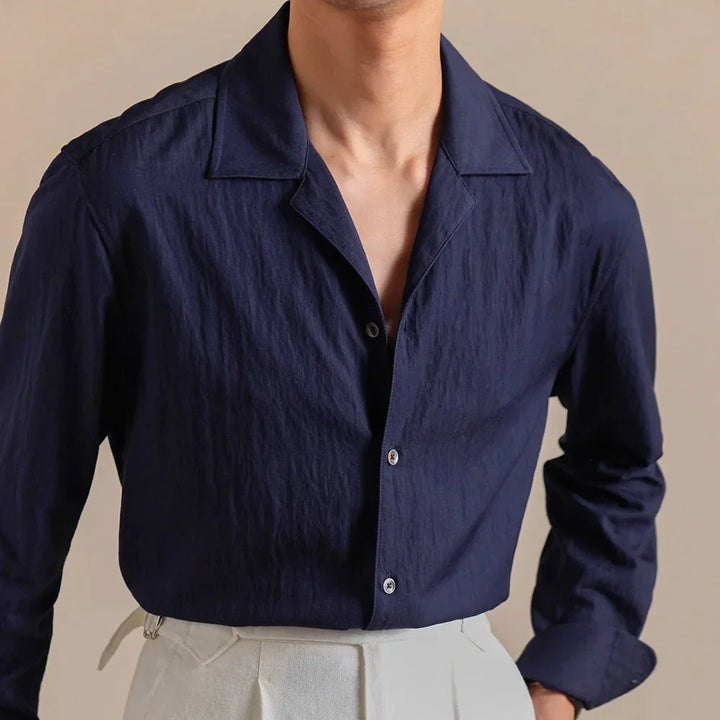 Chemise texturée à col cubain