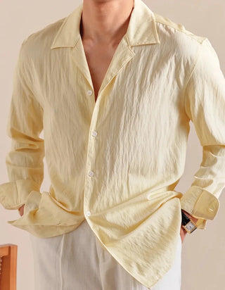 Chemise texturée à col cubain