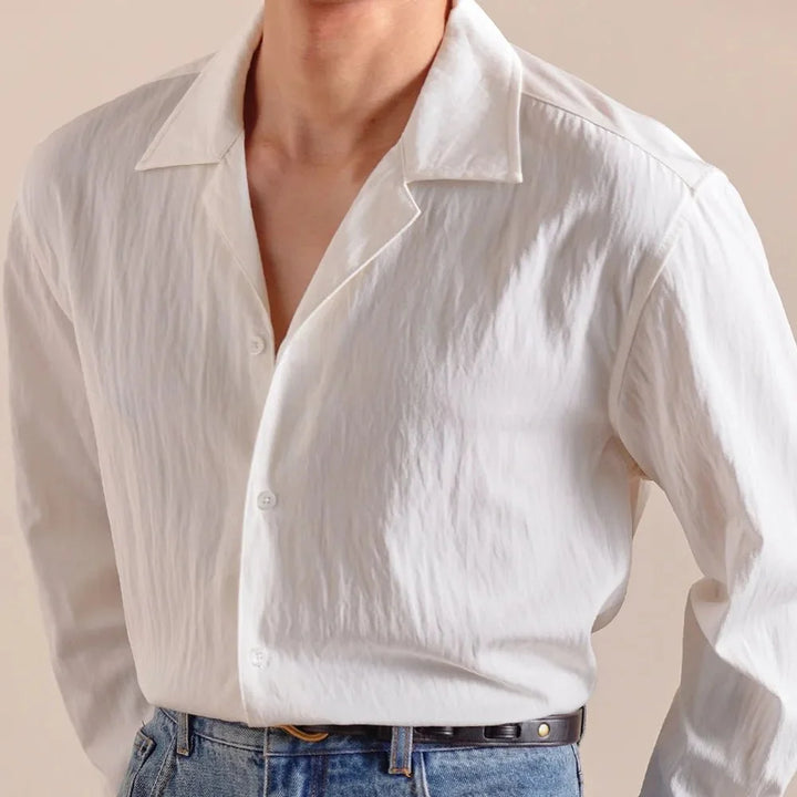 Chemise texturée à col cubain