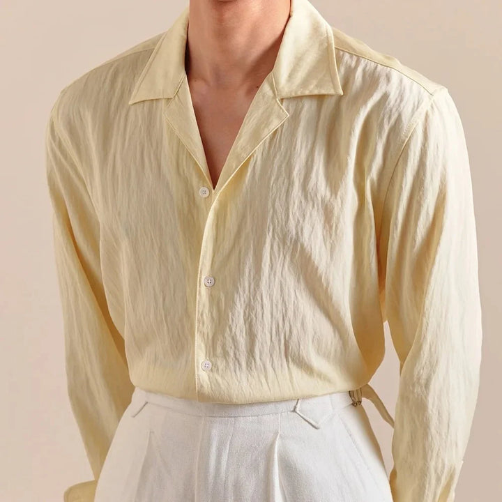 Chemise texturée à col cubain