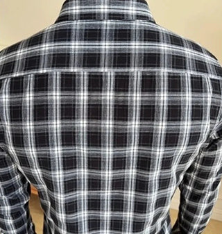 Chemise business slim fit à carreaux foncés