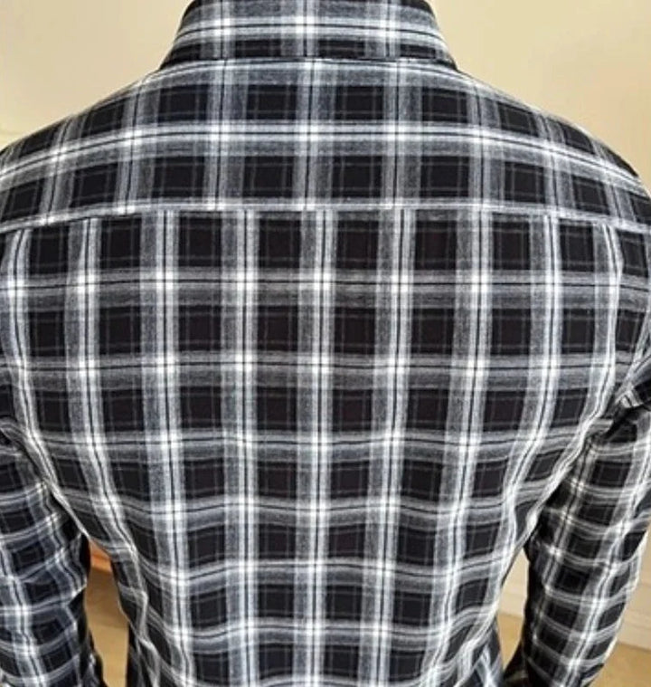 Chemise business slim fit à carreaux foncés
