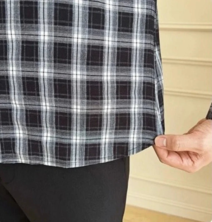 Chemise business slim fit à carreaux foncés