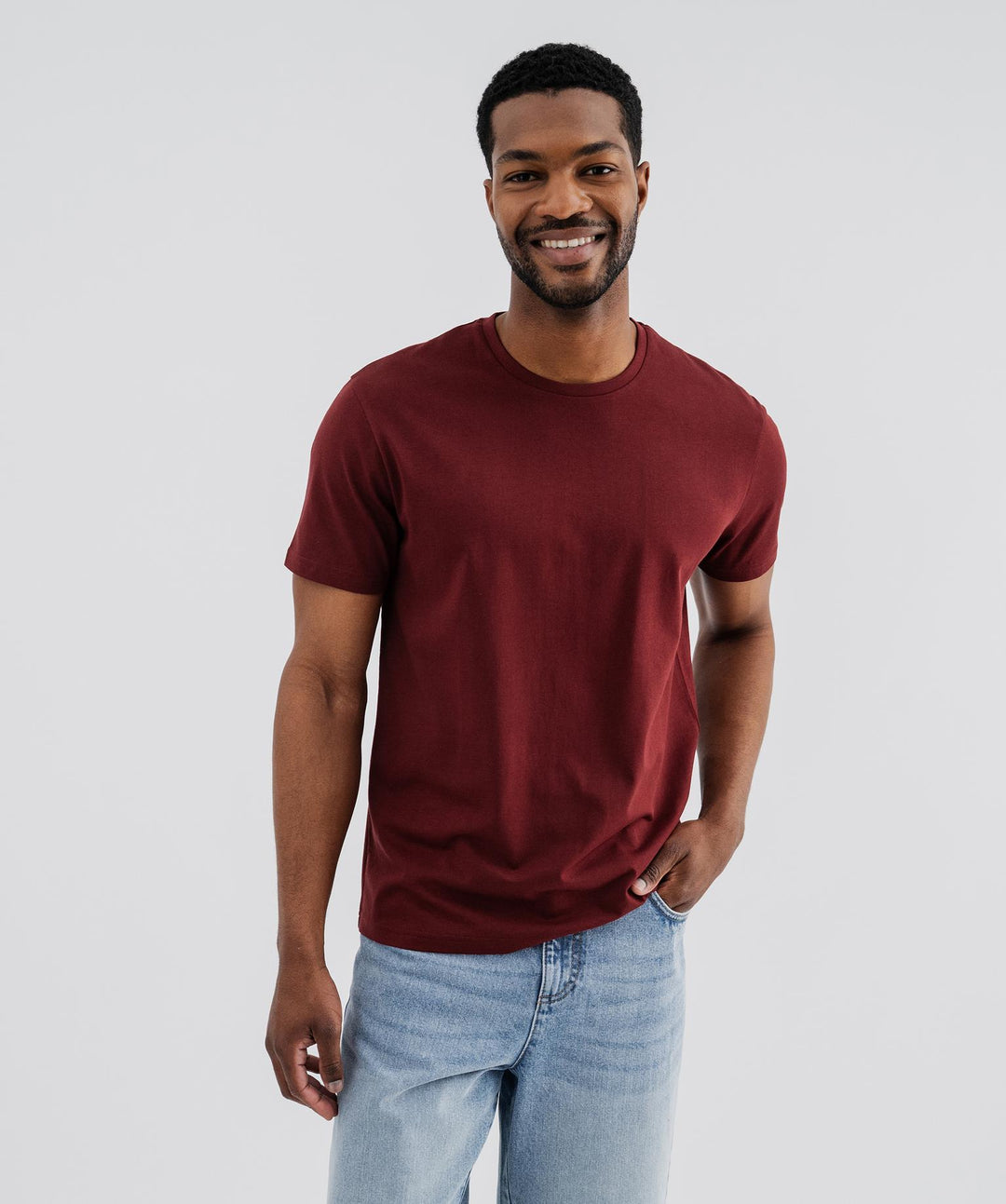 T-shirt homme rouge foncé à manches courtes