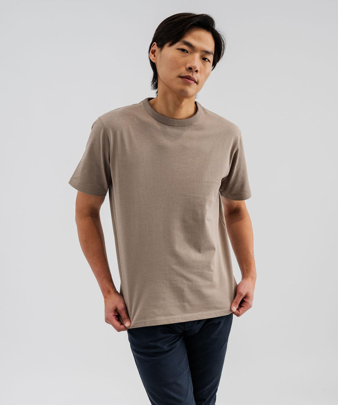 T-shirt homme taupe à manches courtes