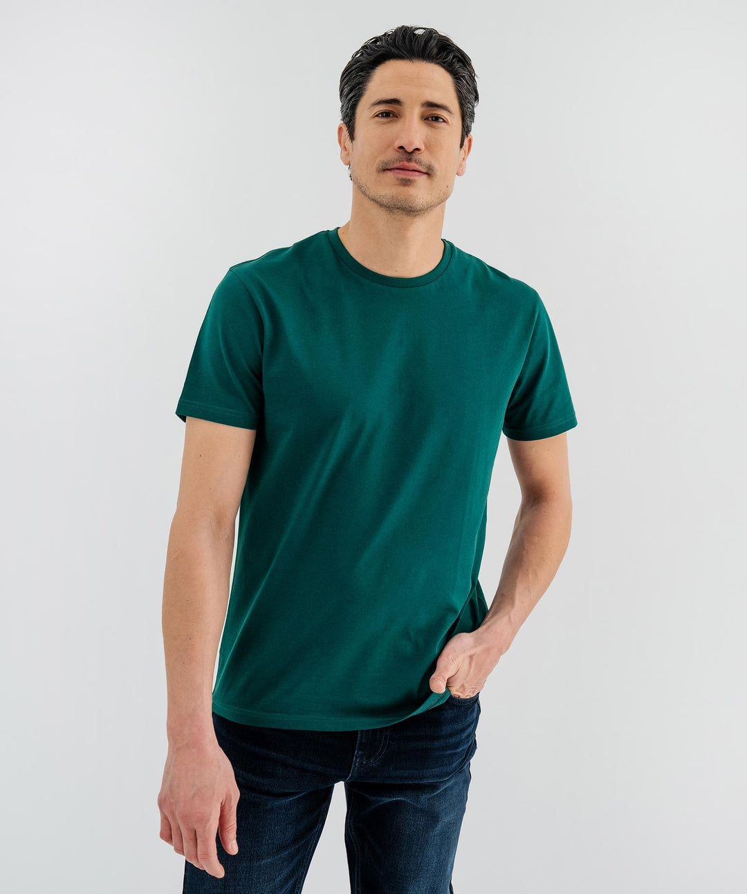 T-shirt homme vert foncé à manches courtes