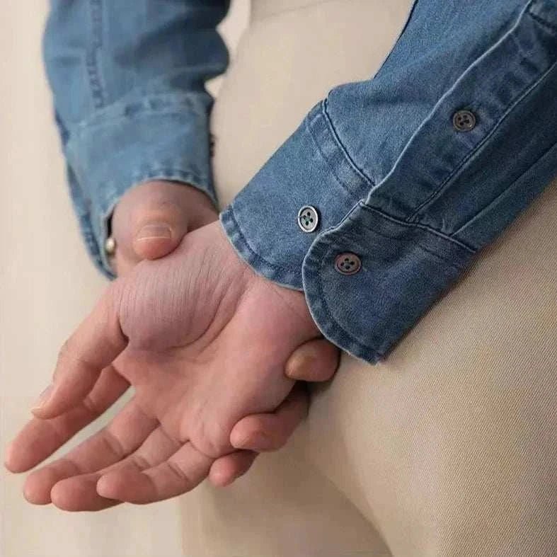 Chemise vintage décontractée en denim à manches longues