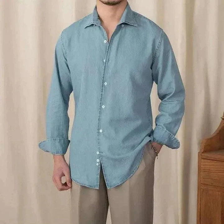 Chemise vintage décontractée en denim à manches longues