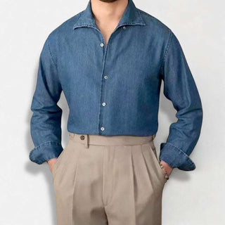 Chemise vintage décontractée en denim à manches longues