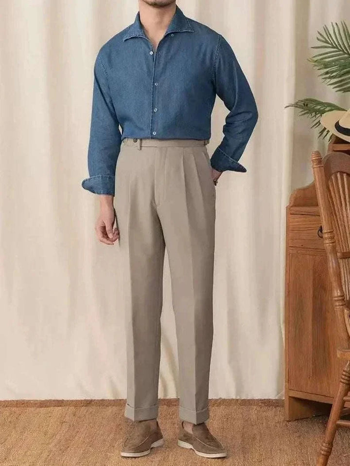 Chemise vintage décontractée en denim à manches longues