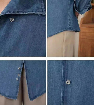 Chemise vintage décontractée en denim à manches longues
