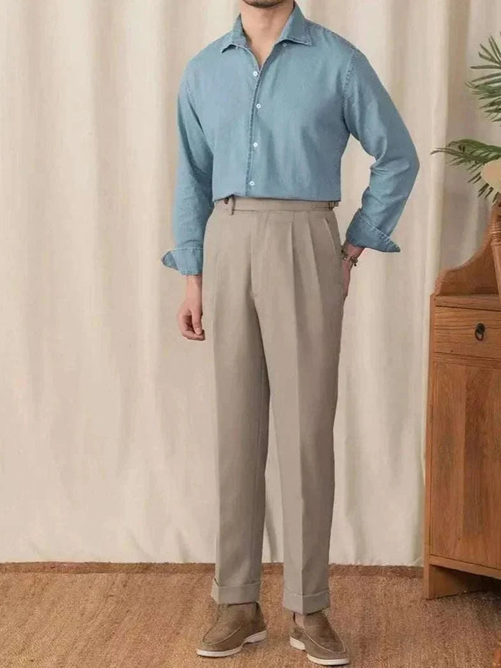Chemise vintage décontractée en denim à manches longues