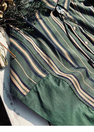 Chemise vintage d’été rayée en coton
