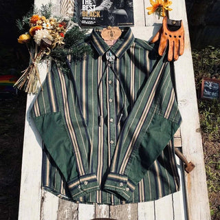 Chemise vintage d’été rayée en coton