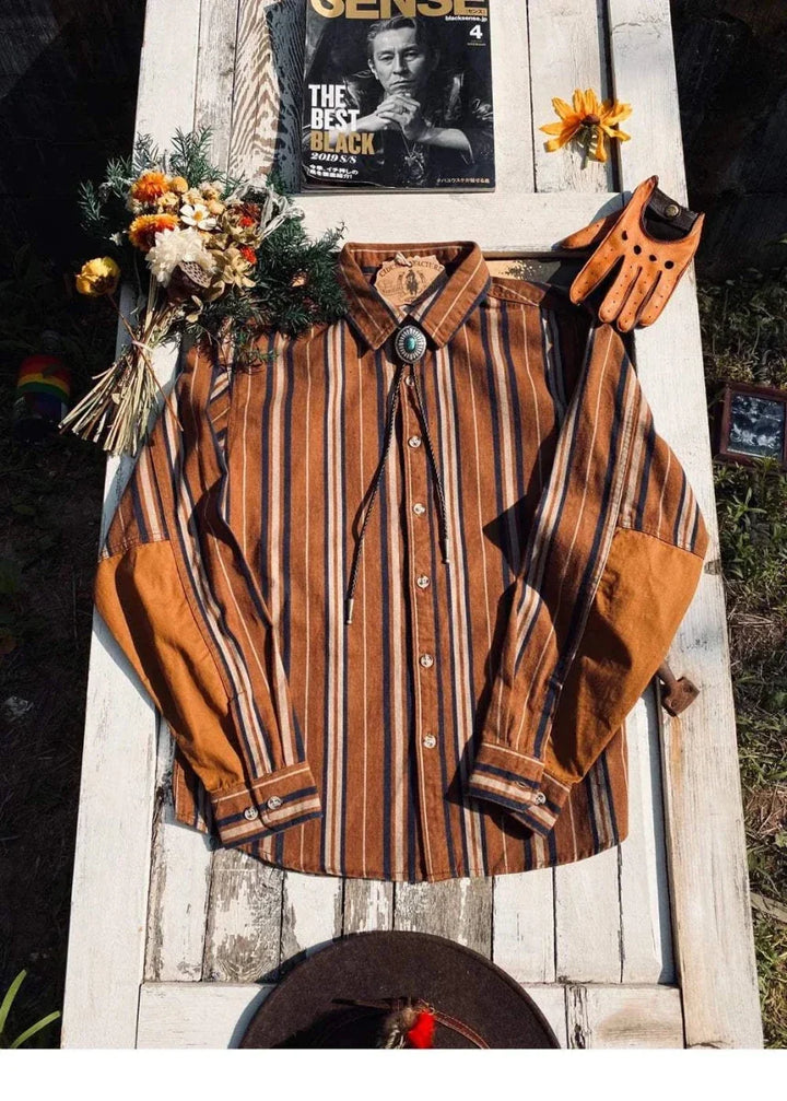 Chemise vintage d’été rayée en coton