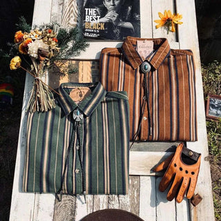 Chemise vintage d’été rayée en coton