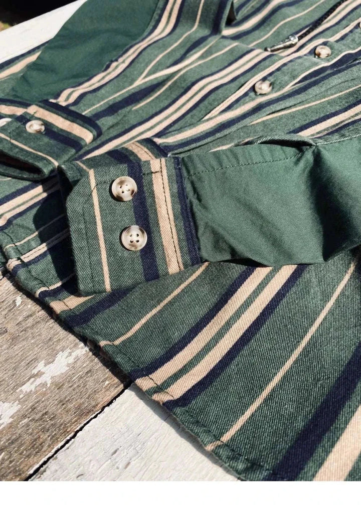 Chemise vintage d’été rayée en coton
