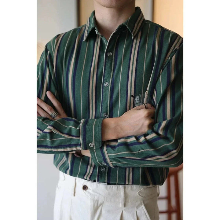 Chemise vintage d’été rayée en coton