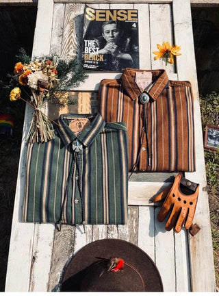 Chemise vintage d’été rayée en coton