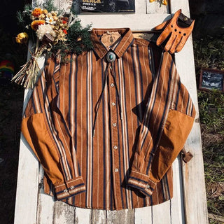 Chemise vintage d’été rayée en coton